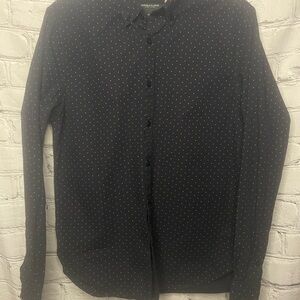 Denim & Flower Navy Button Down Shirt with White Dots